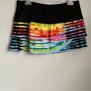 Lucky in Love Black and Multicolor
Tiered Tennis Skort Size Large